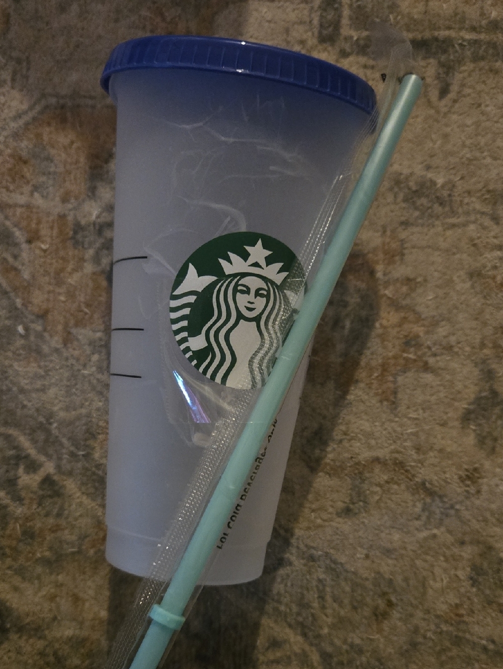 🧁Starbucks Frosted White Tumbler with Blue Lid and Light Blue Straw